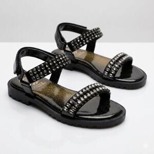 Vince Camuto Black Crystal Embellished Platform Slingback Sandals Toddler Size 7